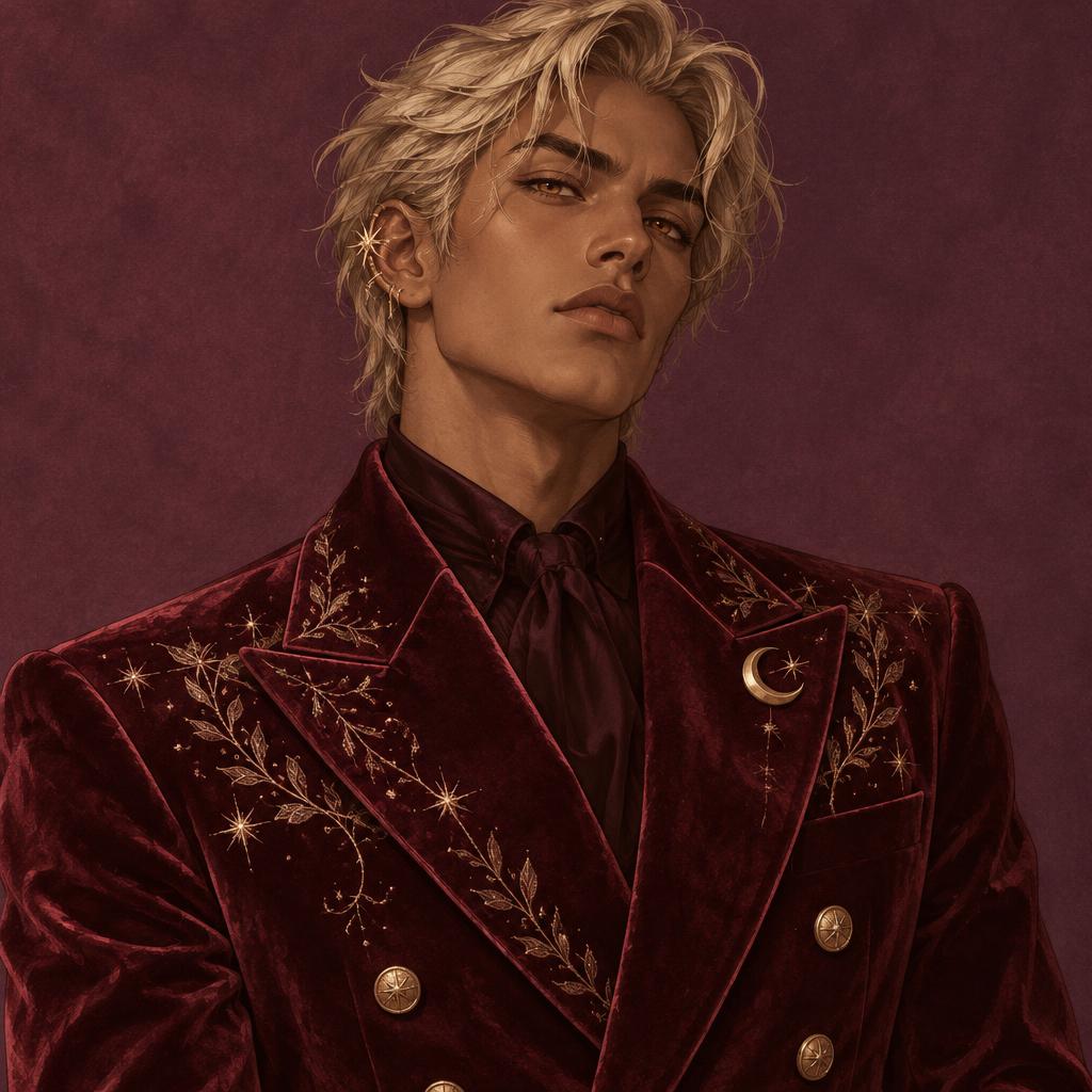 Nocturne Vale, Double-breasted suit in Oxblood