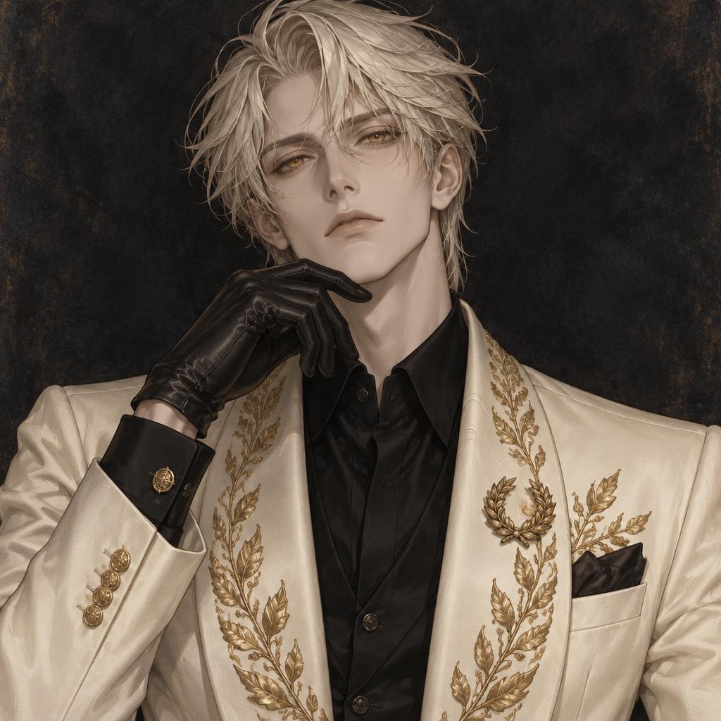 Lucien Ash, Ivory dinner jacket in Ivory & black