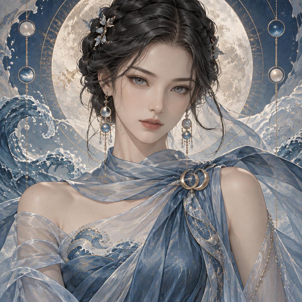Naiad Rue, Draped water gown in Ocean blue