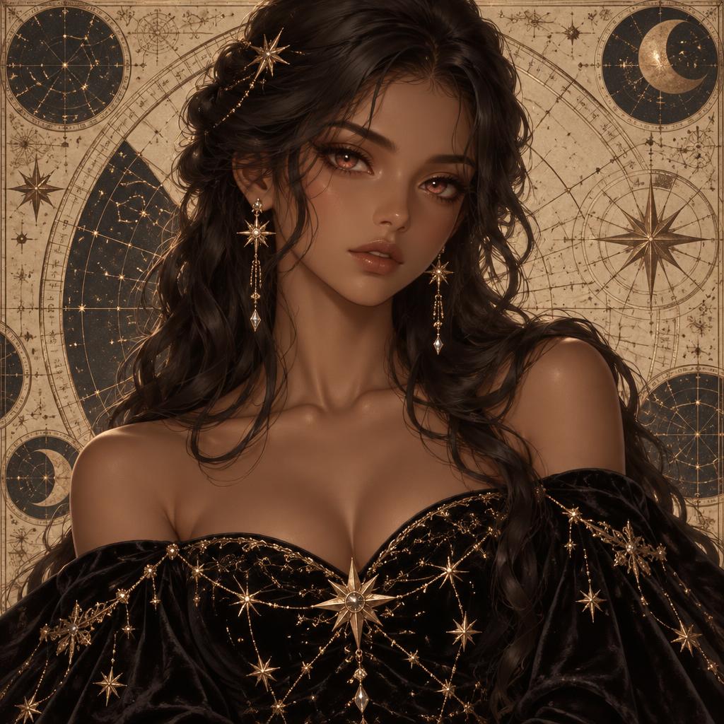 Estelle Noire, Off-shoulder evening gown in Black & antique gold