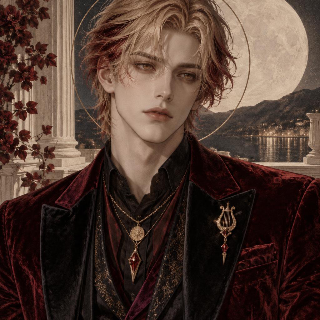 Caden Lyric, Evening suit in Oxblood & black