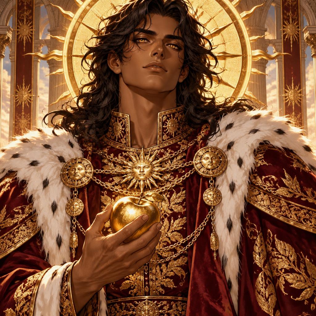 Aurel Apple, Royal mantle in Oxblood & antique gold
