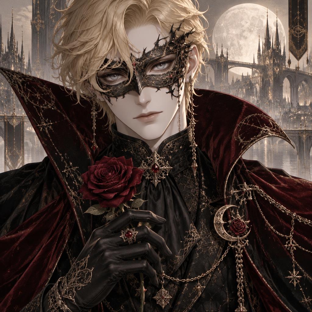 Masque Rose, Opera cloak in Black & oxblood