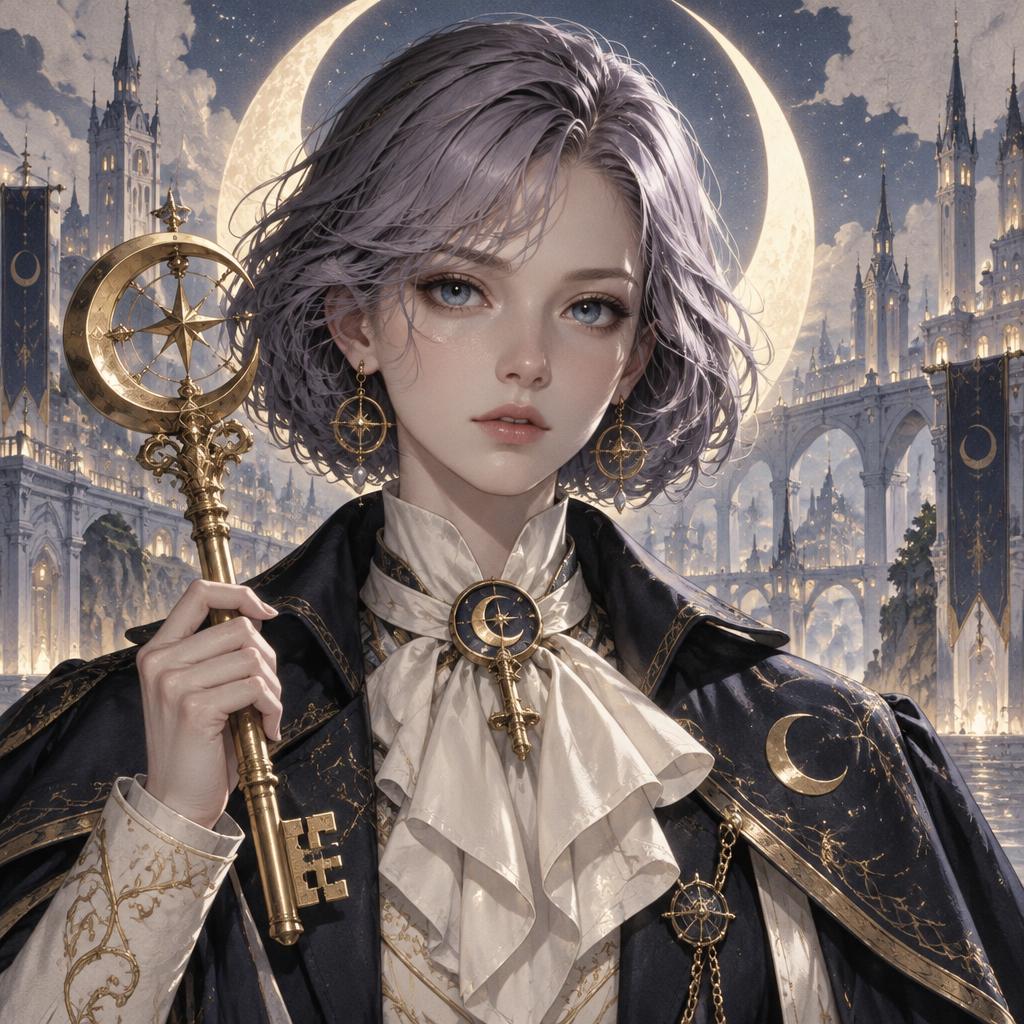 Lyra Key, Keybearer coat in Midnight & ivory