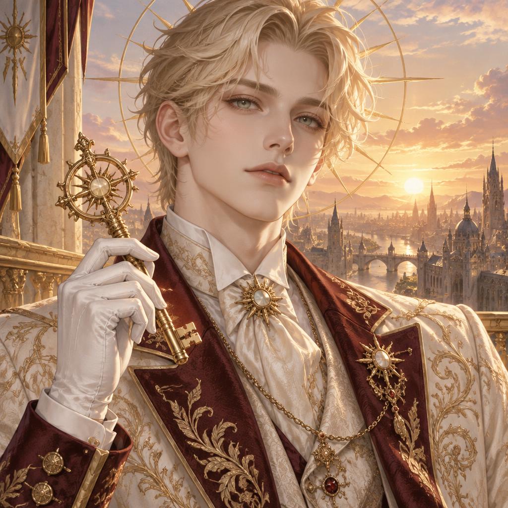 Dawn Envoy, Ivory morning coat in Ivory & oxblood